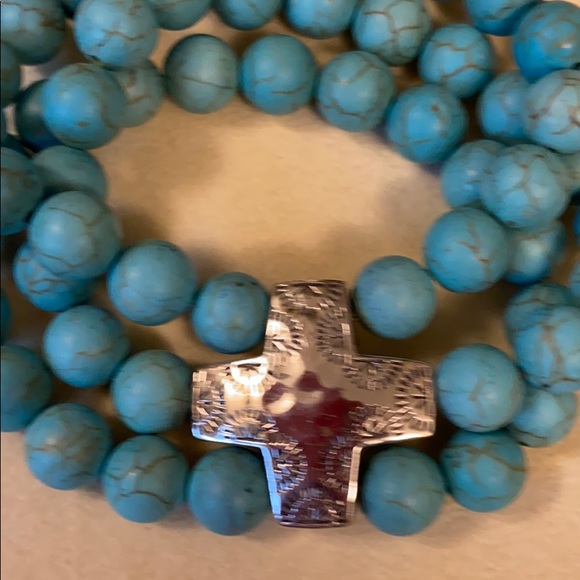 Silpada Turquoise Stretch Cross Bracelet - Picture 2 of 2